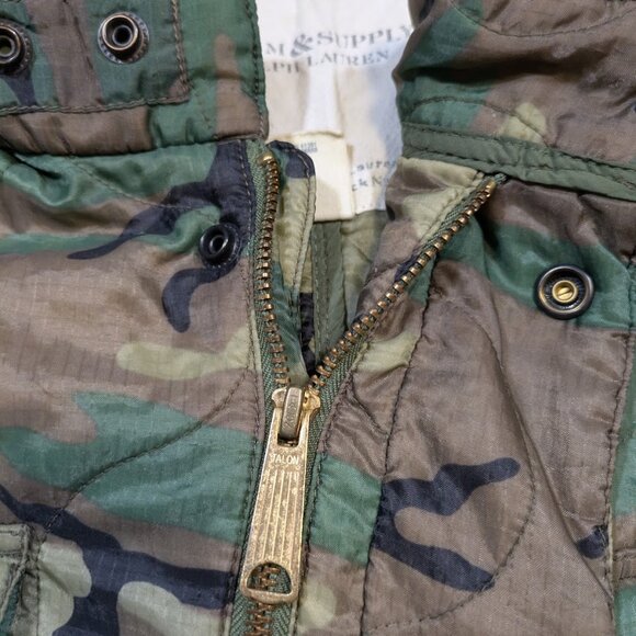 Denim Supply Ralph Lauren Men's XL Camo Military Puffer Jacket Flag Lightweight - Picture 4 of 11